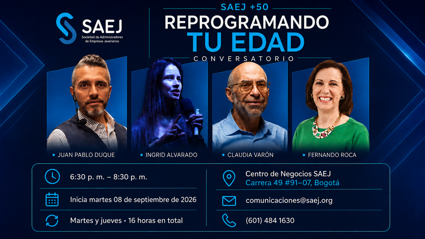 Afiche del evento SAEJ +50 Reprogramando tu edad